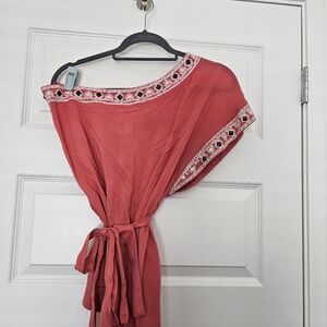 Elegant Red Embroidered Women's Blouse